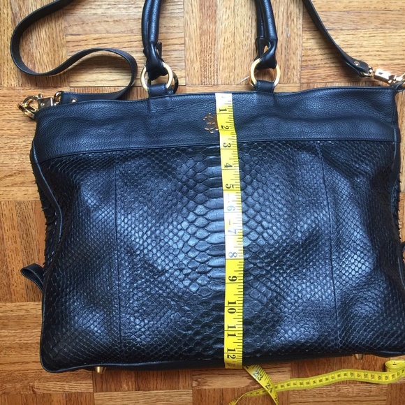 Lena Erziak Black Snakeskin Python Large Bag NEW - Picture 5 of 8